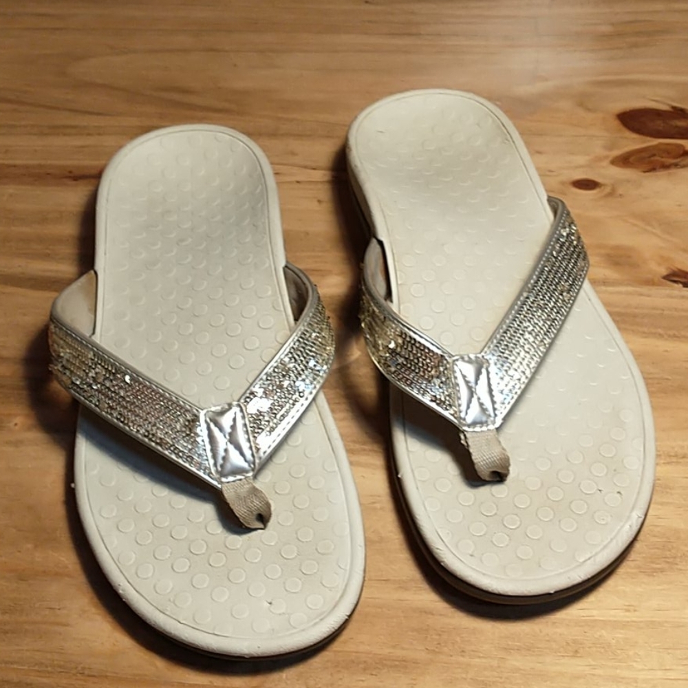 Vionic Tide Sequined Toe Post Flip Flops - image 1